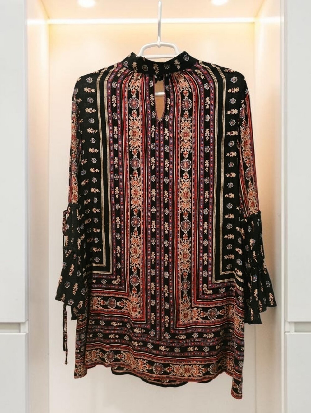 Angie Boho Border Print Tunic Dress - Size Medium - Like New